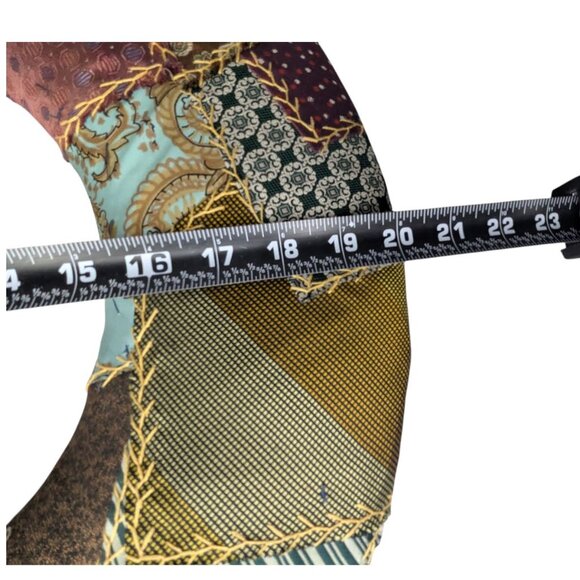 Hand Crafted Wall Hanging Quilt Like Wreath Made of Men's Ties & Scarves 20" - Picture 12 of 15